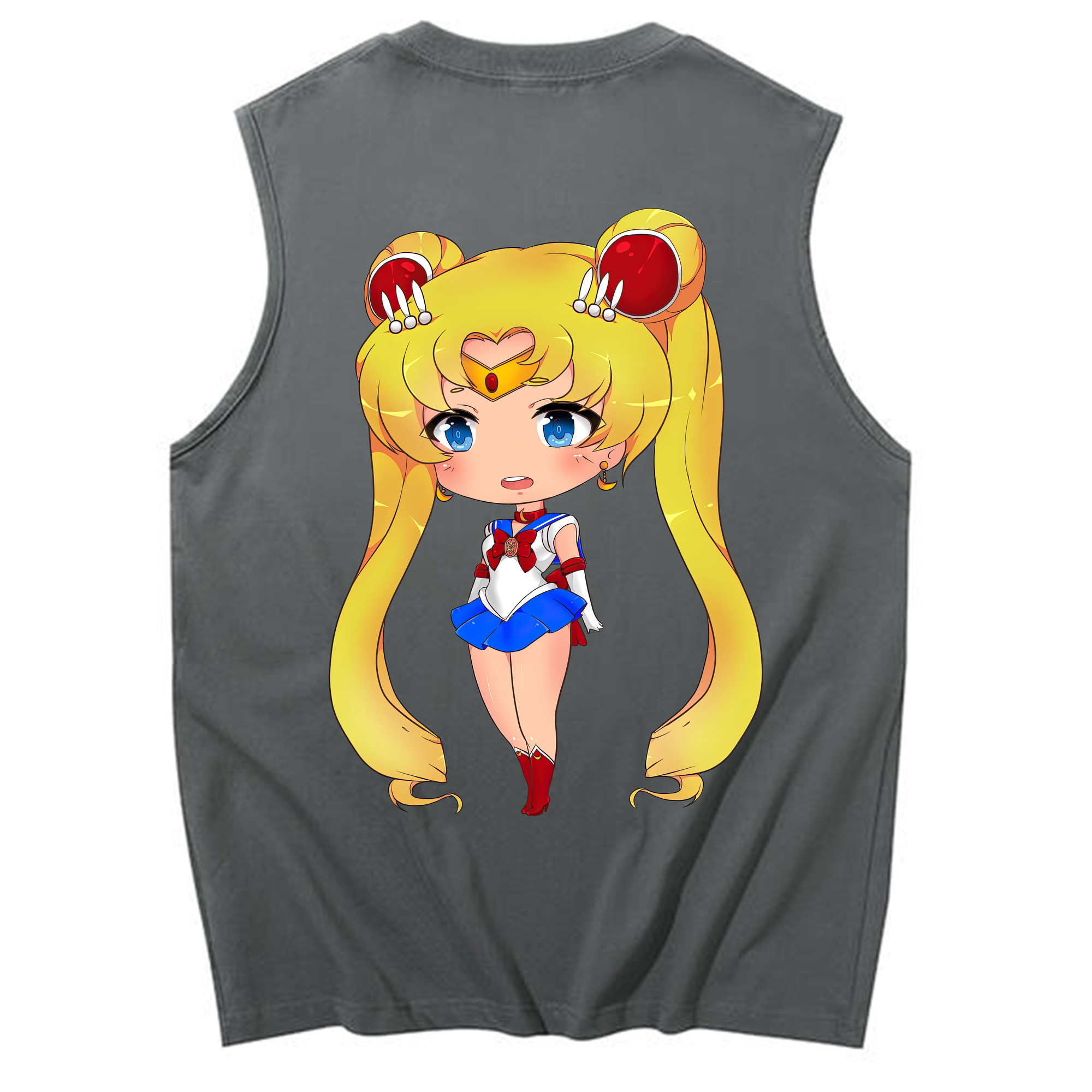 （画像用） 美少女戦士セーラームーン 月野 うさぎ つきの うさぎ Sailor Moon Tsukino Usagi コットン100％タンクトップ（背面プリント）